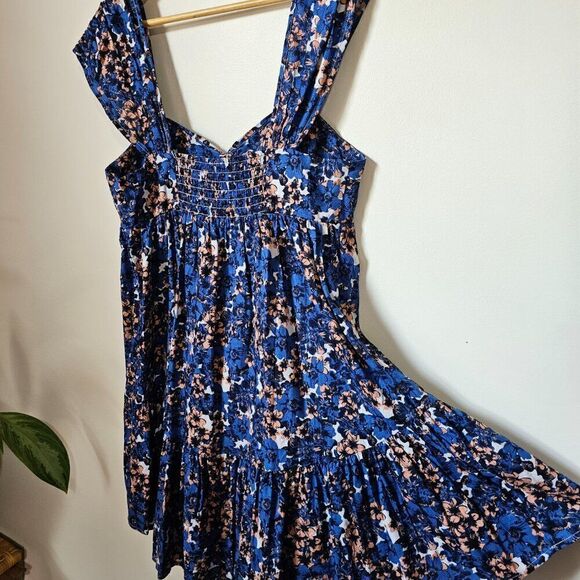 NWOT FREE PEOPLE BOHO PATTERN PLAY LINEN BLEND SHORT DRESS SZ MEDIUM - Picture 7 of 16